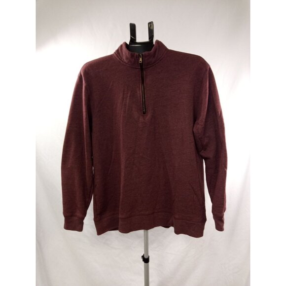 Men's George Quarter Zip Burgundy Pullover Size Large - Picture 1 of 7
